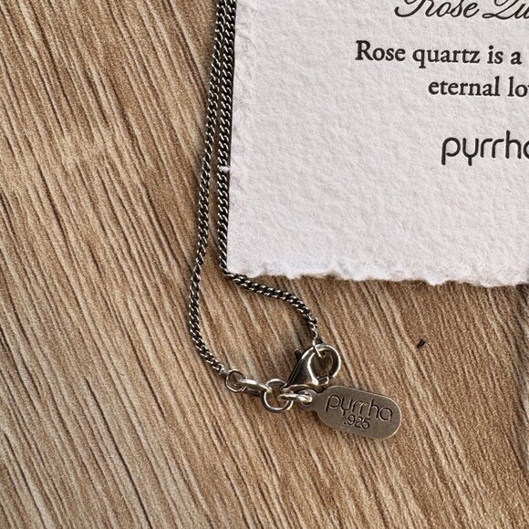 PYRRHA Rose Quartz Faceted Stone Talisman Stirling Silver Necklace - Picture 4 of 4